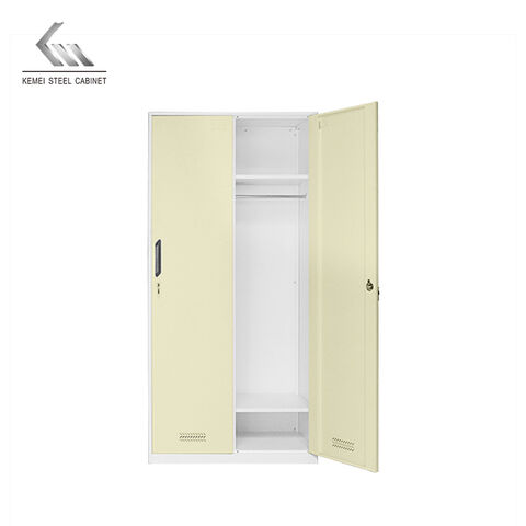 Precio barato al por mayor 2 puerta armario Oficina armarios de metal gabinete hierro armario de acero gimnasio dormitorio gabinete de almacenamiento de metal