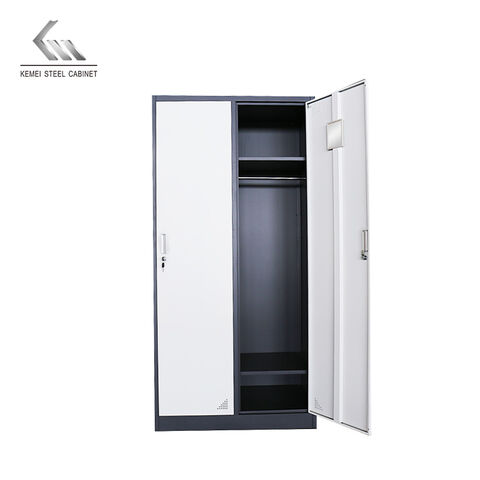 Precio barato al por mayor 2 puerta armario Oficina armarios de metal gabinete hierro armario de acero gimnasio dormitorio gabinete de almacenamiento de metal