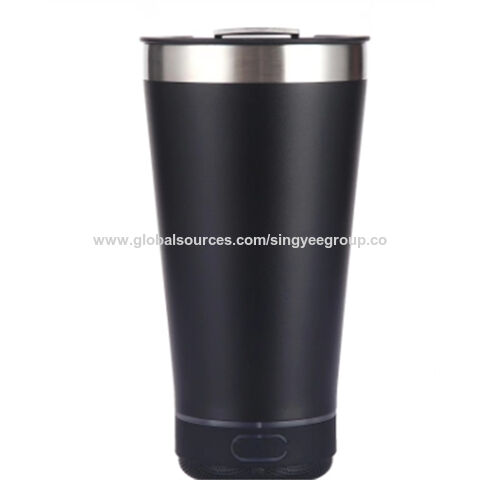 Vaso de cerveza con audio Bluetooth de 16 oz, taza termo de acero inoxidable 304, vaso portátil para coche para exteriores