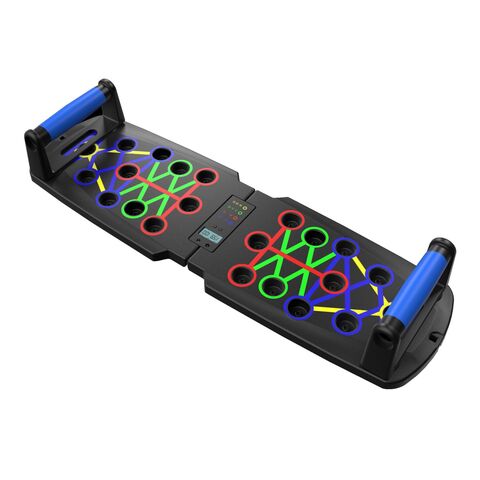 Tabla plegable para flexiones con 4 guías científicas para el ejercicio de varios músculos. Ideal para entrenamiento en gimnasios y uso doméstico.