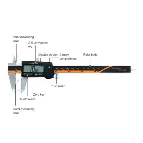Pieds à coulisse numériques électroniques en acier inoxydable en gros, 0-150 mm, pied à coulisse vernier à affichage LCD de haute précision en acier inoxydable