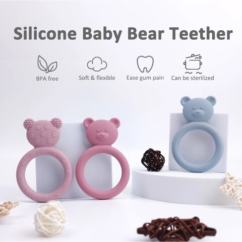 Mordedor de silicone para bebês com logotipo personalizado de animais adoráveis - Brinquedos de dentição mastigáveis para bebês