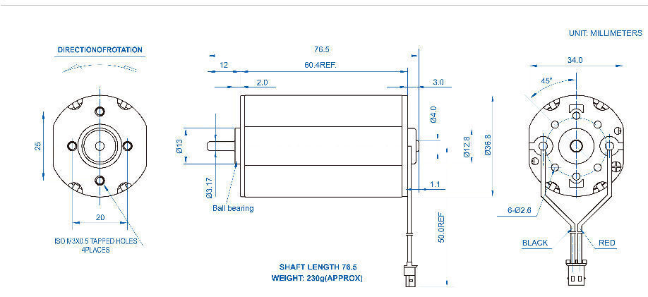 Customized Type Cf090 Flat Shape Od: 36.8mm*34mm(h)*60.4mm(l) Dc Motor ...
