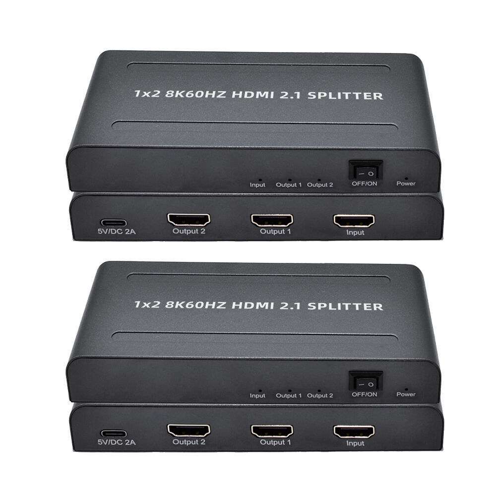Splitter HDMI 1 Ingresso 2 Uscite – 2K FullHD 60Hz, 1920x1080, 3D, Connettori Placcati Oro, Plug&Play Per PC E DVD, Compatibile EDID