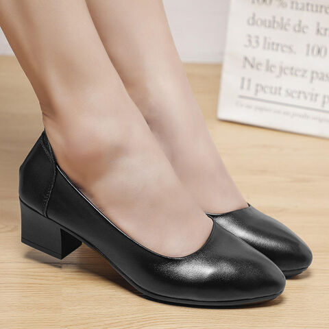 Compre Zapatos Casuales De Mujer, Cuero Suave, Tacón Grueso, Punta