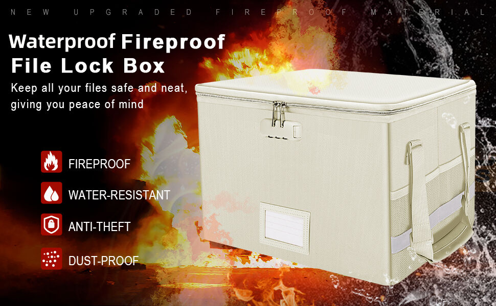 Fireproof Document Box With Lock File Storage Organizer Box With Mesh ...