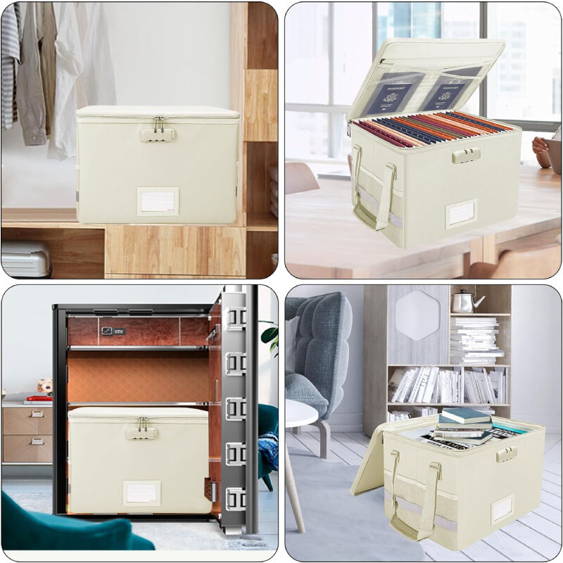 Fireproof Document Box With Lock File Storage Organizer Box With Mesh ...