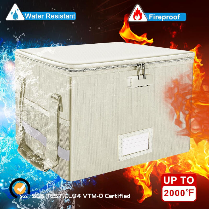 Fireproof Document Box With Lock File Storage Organizer Box With Mesh ...