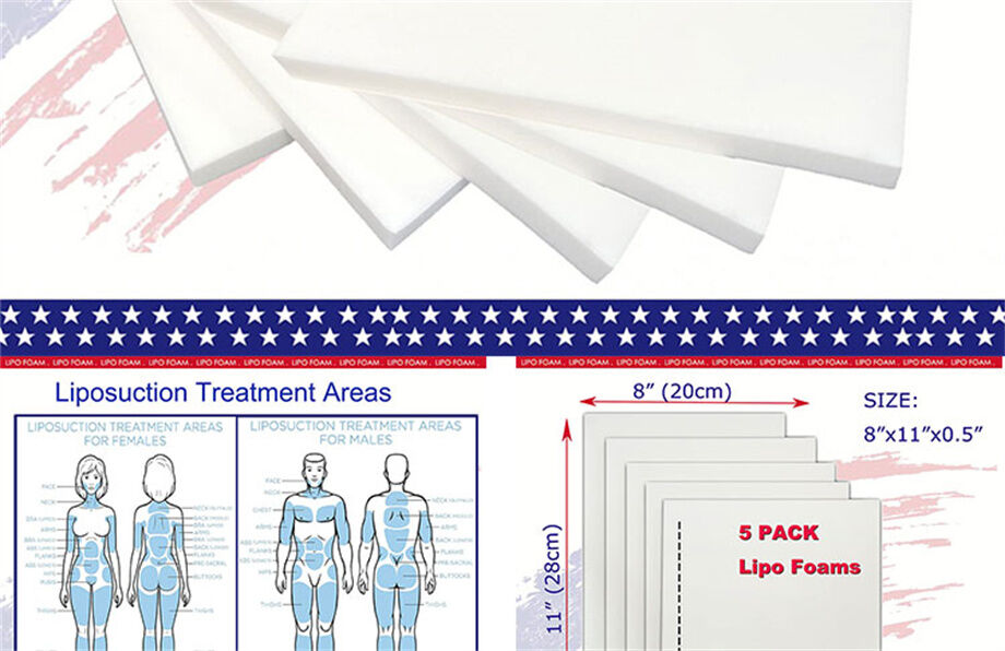 Extra Thick Lipo Foam Pads Post Surgery Compression Garment Sheets For Liposuction, Tummy Tucks