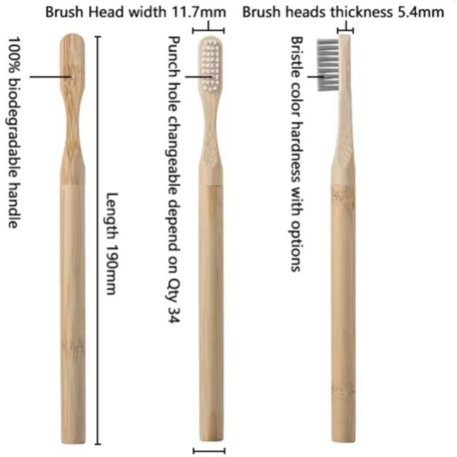 Bamboo Replacement Head Toothbrush With Changeable Heads Travel Use ...