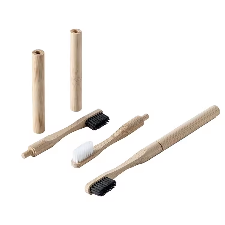 Bamboo Replacement Head Toothbrush With Changeable Heads Travel Use ...