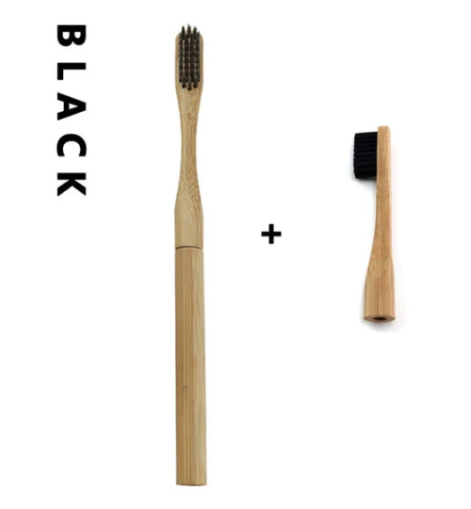 Bamboo Replacement Head Toothbrush With Changeable Heads Travel Use ...