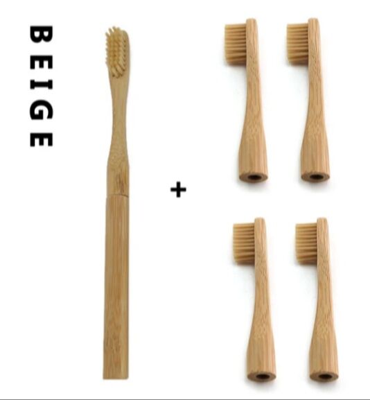 Bamboo Replacement Head Toothbrush With Changeable Heads Travel Use ...