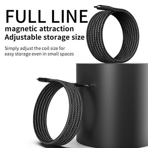 Cable de Datos de Carga Rápida USB A / USB C a Tipo C con Succión Magnética de 100W 6A, Fácil Almacenamiento para Cargar Teléfonos Samsung USB C