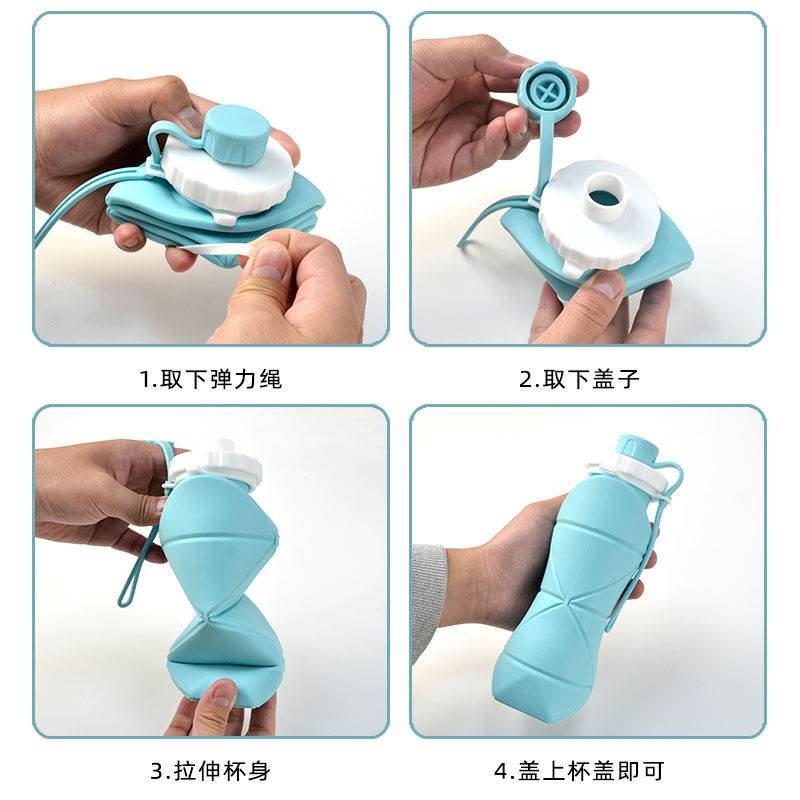 600ml Factory Price Silicone Folding Water Cup ，portable Travel Sports ...