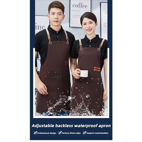AI-MICH Kundenspezifische, verstellbare, wasserdichte Garten-Kochschürze aus Polyester, Unisex-Schürze für Erwachsene aus recyceltem Baumwollstoff