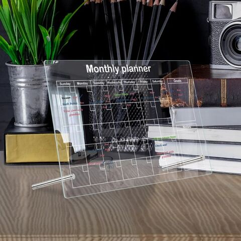 Planejador de Calendário de Mesa Promocional, Quadro de Geladeira de Acrílico Transparente Reutilizável, Decoração para Casa