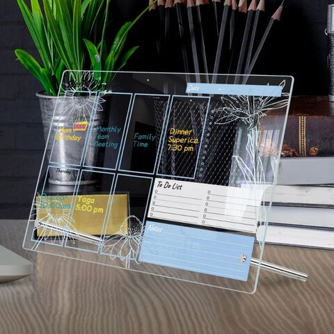 Planejador de Calendário de Mesa Promocional, Quadro de Geladeira de Acrílico Transparente Reutilizável, Decoração para Casa