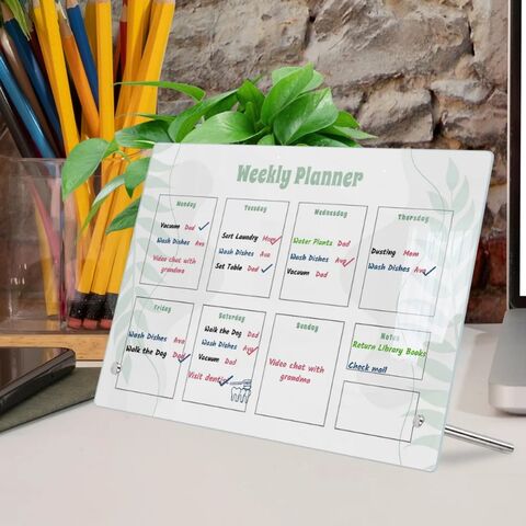 Planejador de Calendário de Mesa Promocional, Quadro de Geladeira de Acrílico Transparente Reutilizável, Decoração para Casa