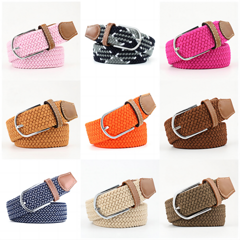 Die beliebtesten, hochwertigen, individuell gefertigten Stoffgürtel, lässige, geflochtene, elastische Canvas-Unisex-Gürtel mit Schnallen, geflochtene Gürtel