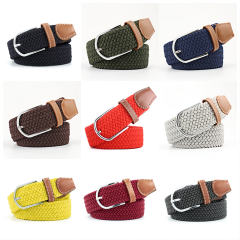 Die beliebtesten, hochwertigen, individuell gefertigten Stoffgürtel, lässige, geflochtene, elastische Canvas-Unisex-Gürtel mit Schnallen, geflochtene Gürtel