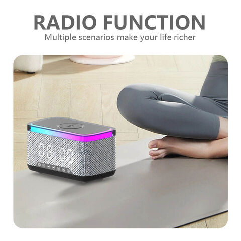 Lámpara de noche multifunción 7 en 1 con carga inalámbrica de 15W y reloj, ideal para dormitorios familiares - Mini lámpara personalizada con altavoces integrados
