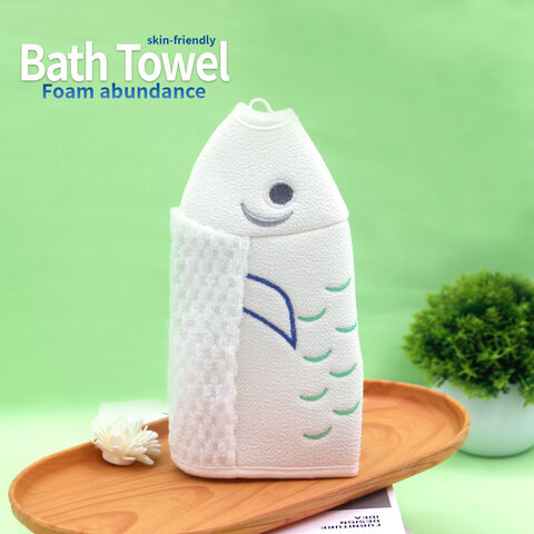 Guantes de Baño Exfoliantes Baratos Directo de Fábrica, Toalla Exfoliante, Manopla de Baño con Diseño de Pez de Dibujos Animados, Esponja Suave para el Cuerpo, Guantes de Lavado