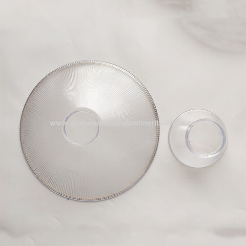 24er-Pack 33 cm (13 Zoll) transparente Kuchenständer mit goldenem Rand, Einweg-Tortenteller, Dessert- und Cupcake-Präsentationsständer mit Fuß aus Kunststoff