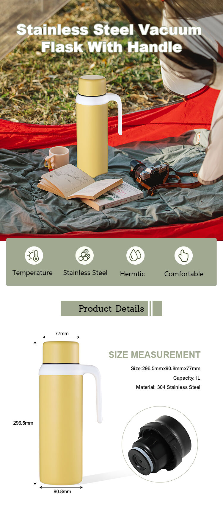 Wholesale Odm Double Wall Stainless Steel Vacuum Flask With Handle $3.2 ...