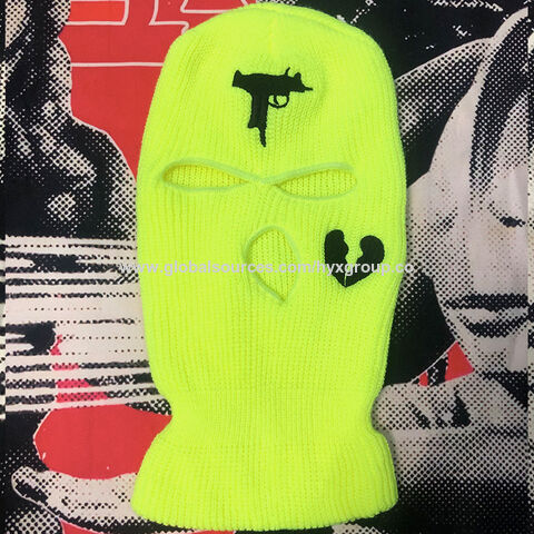 Máscaras deportivas con gorro de punto de tres agujeros bordado, máscara de esquí acrílica