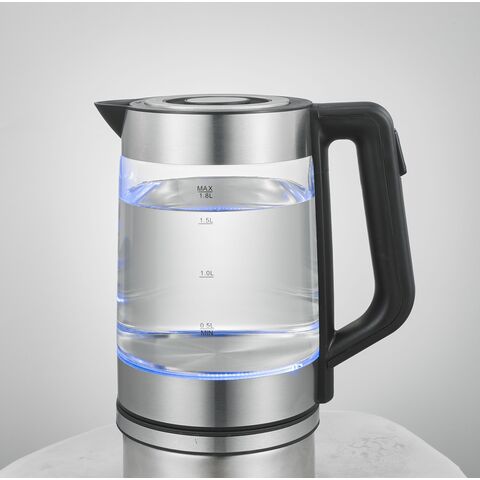 1,8L Elektrischer Heißwasserkocher aus Glas mit 360-Grad-Drehfuß, Kabelloser elektrischer Glaskocher für Hotel und Haushalt