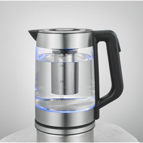 1,8L Elektrischer Heißwasserkocher aus Glas mit 360-Grad-Drehfuß, Kabelloser elektrischer Glaskocher für Hotel und Haushalt