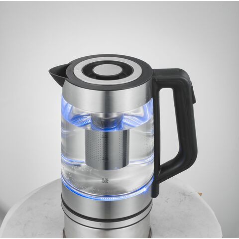 1,8L Elektrischer Heißwasserkocher aus Glas mit 360-Grad-Drehfuß, Kabelloser elektrischer Glaskocher für Hotel und Haushalt