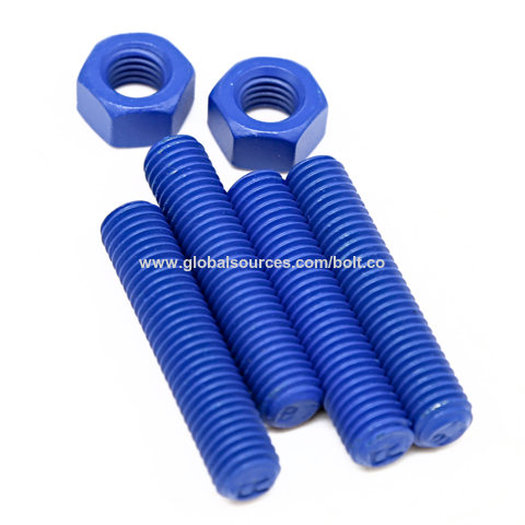 Espárrago roscado PTFE 2H API20E ASTMA193 B16 B7 L71 L43 con recubrimiento de fluoropolímero Xylan1424 para la industria petrolera