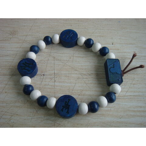 Pulsera elástica unisex con dije de madera natural para hombre y mujer - Venta al por mayor