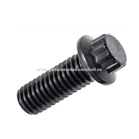Parafuso de flange de aço carbono grau 10.9 M12*50, rosca completa, 12 pontos - Alta Resistência para Indústria