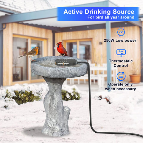 Descongelador Automático para Baño de Aves BSV con Control Termostático - Calentador para Bebederos de Aves para Jardín, Césped y Patio