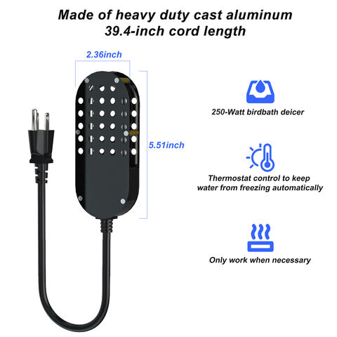 Descongelador Automático para Baño de Aves BSV con Control Termostático - Calentador para Bebederos de Aves para Jardín, Césped y Patio