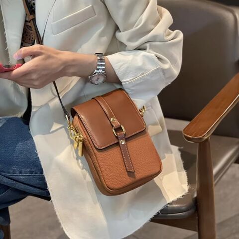 Petit sac à bandoulière mignon, porte-monnaie pour téléphone portable, portefeuille léger en cuir PU de luxe, étui de téléphone spacieux