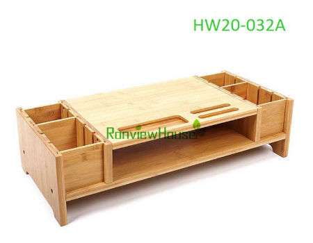 Supporto Per Monitor Con Cassetto In Bambù – Bambù Cassetto – Organizer Da Scrivania