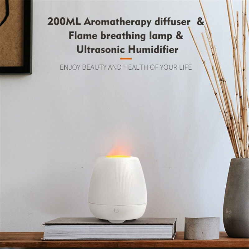 Wholesale 200ml Flame Night Light Round Flame Aromatherapy Humidifier ...