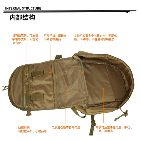 Mochila Militar Khaki para Hombre, Ideal para Exteriores - Venta al por mayor de mochilas tácticas de alta resistencia