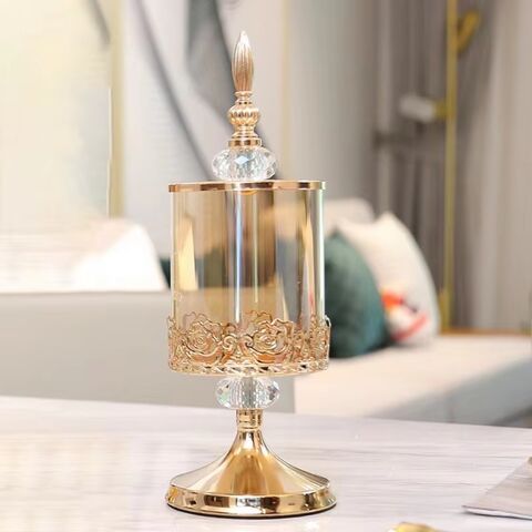 Nordischer Luxus Kristall Bonbonbehälter Glas Vorratsglas mit Deckel Blumendesign Klarer Snackbehälter für Party Hochzeitsdekoration