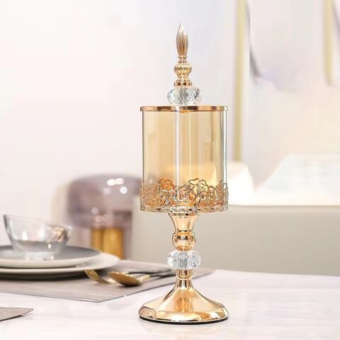 Nordischer Luxus Kristall Bonbonbehälter Glas Vorratsglas mit Deckel Blumendesign Klarer Snackbehälter für Party Hochzeitsdekoration
