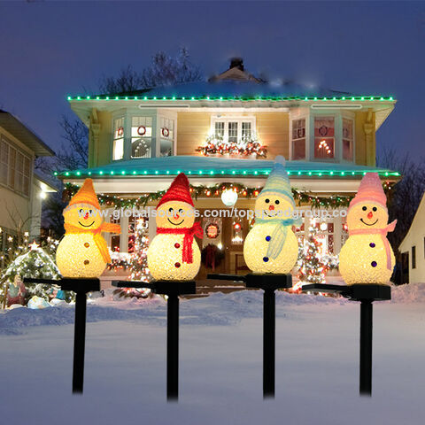 Luz solar LED de muñeco de nieve decorativa para Navidad, luces de noche para patio, luces de paisaje de venta caliente