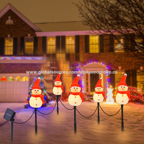 Luz solar LED de muñeco de nieve decorativa para Navidad, luces de noche para patio, luces de paisaje de venta caliente