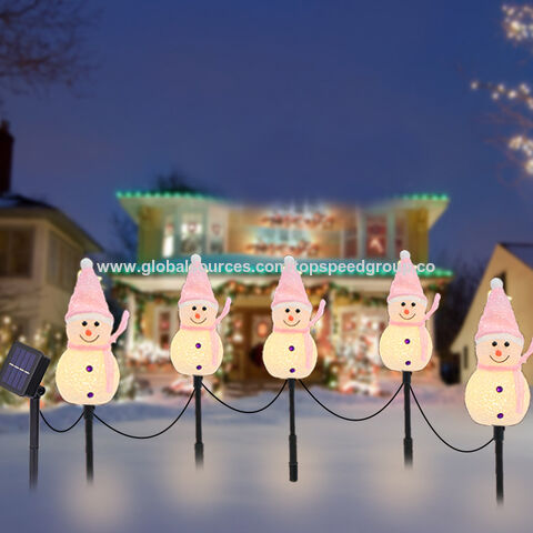 Luz solar LED de muñeco de nieve decorativa para Navidad, luces de noche para patio, luces de paisaje de venta caliente