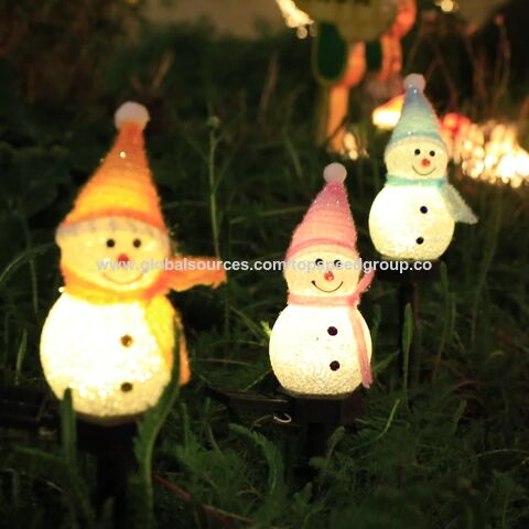 Luz solar LED de muñeco de nieve decorativa para Navidad, luces de noche para patio, luces de paisaje de venta caliente