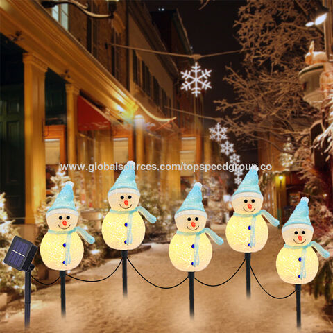 Luz solar LED de muñeco de nieve decorativa para Navidad, luces de noche para patio, luces de paisaje de venta caliente