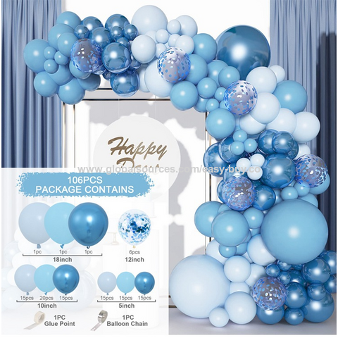Dekorasi pesta rantai balon biru, set karangan bunga balon, dekorasi pesta ulang tahun, grosir balon